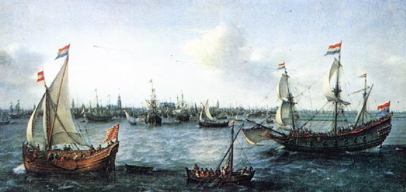 VROOM, Hendrick Cornelisz. The Harbour in Amsterdam we Spain oil painting art